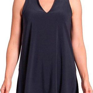 Sympli Womens Black Sleeveless Deep V Tunic - Size 10